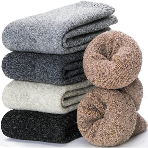 5 Pairs Luxury Wool Soft Socks Warm Winter Fall Womens Thick Cozy Knit NWT - Picture 1 of 6